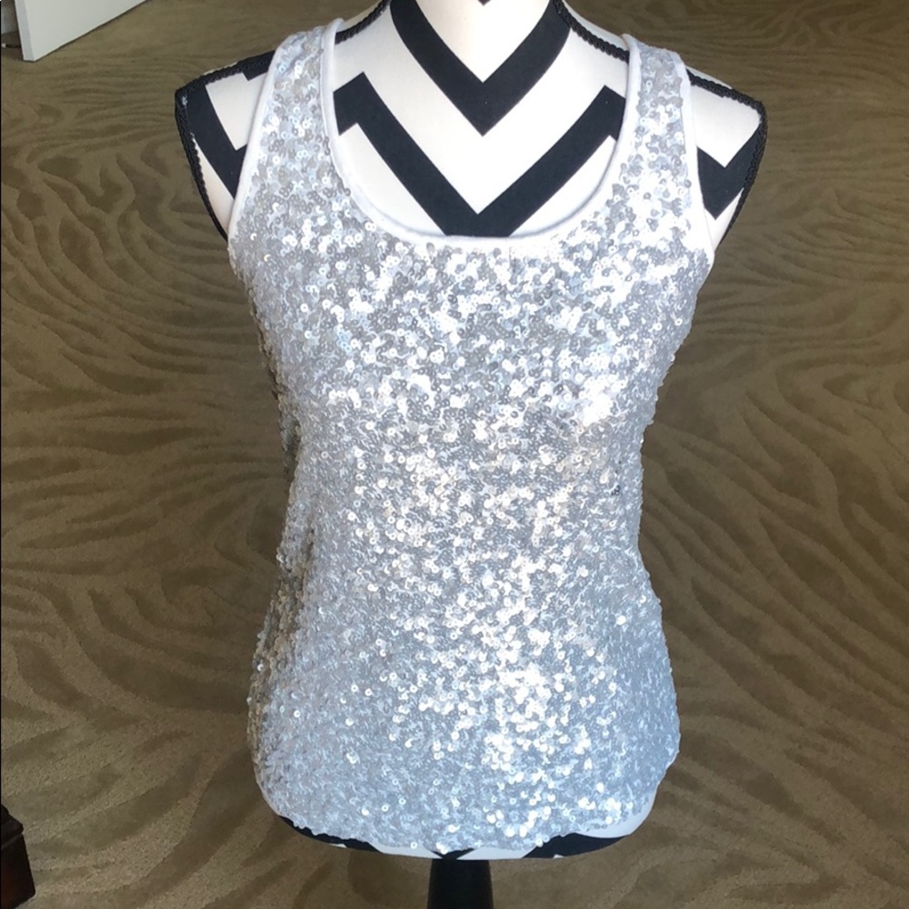 Old Navy - Silver sequined tank top. Large.